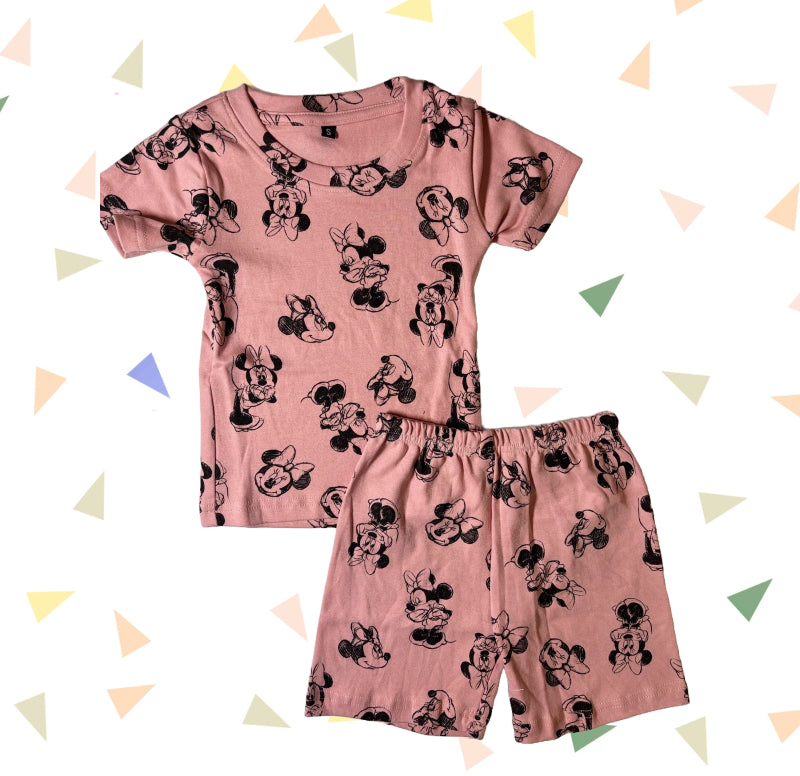 T-shirt with shorts co-ord sets| Interlock Fabric | COORDSET| Mickey mouse print