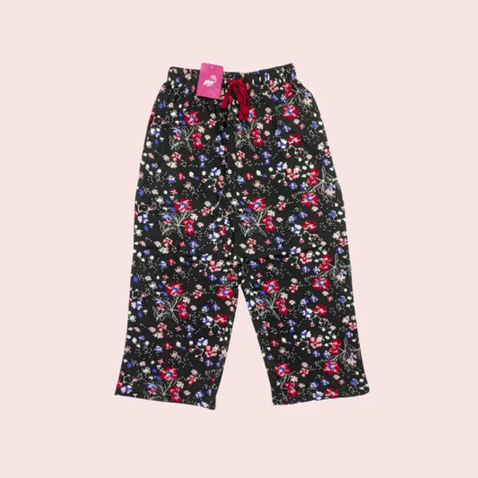 Women Capri Pant | Small flowers in red white | CAPRIS