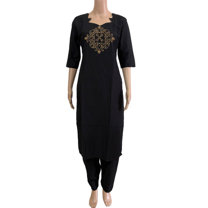 Women kurti with pant |Black Rawsilkset |B4019