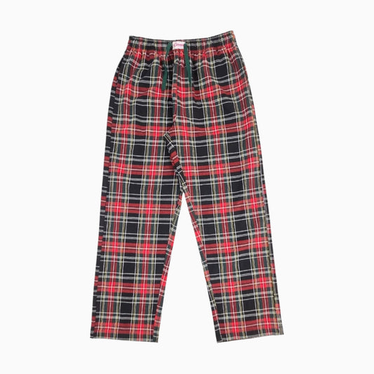 Women woven cotton Pyjama Pant | Black red and green mixed stripes