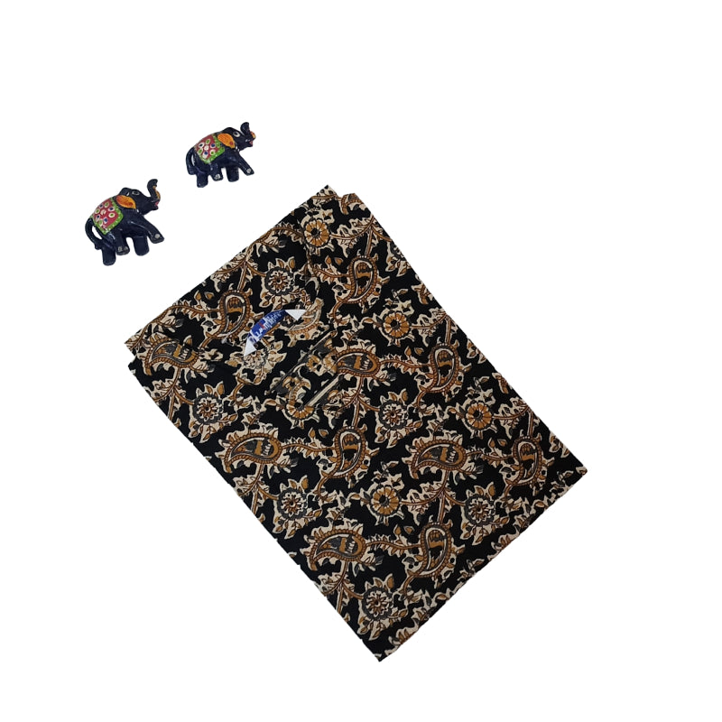 Women Kurti | Straight cut | Black Kalamkaari cotton| Only kurti