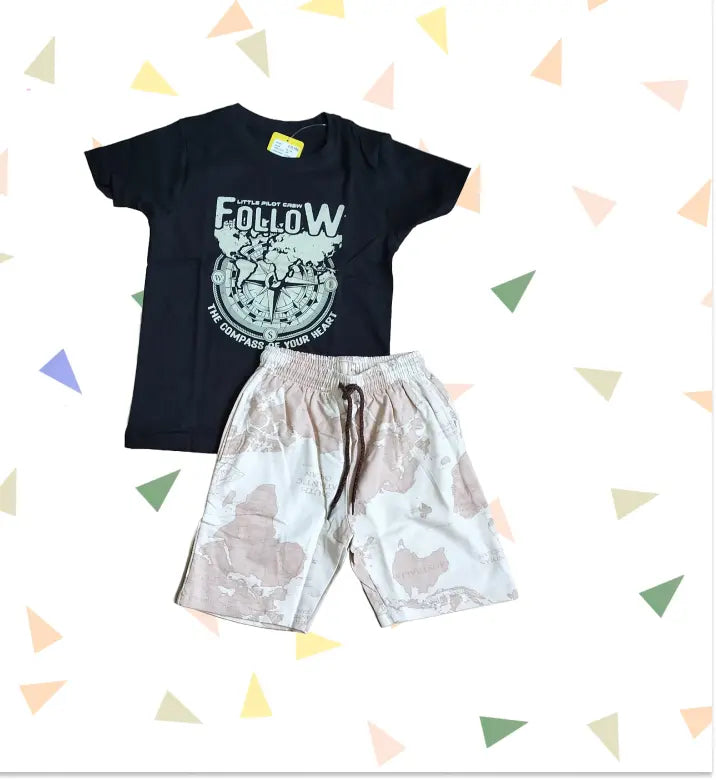T-shirt with Shorts sets| BSET | Follow print