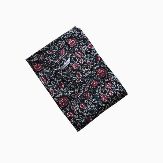 Women Kurti | Straight cut | Black with bunch of flowers
