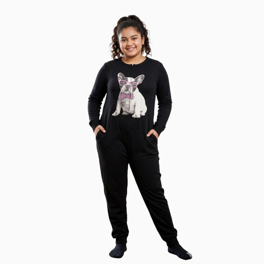 Girls Premium full jumpsuit Set | Black with doggy print