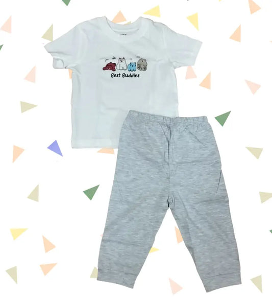 Baby Pant Set | Best buddies with grey pant