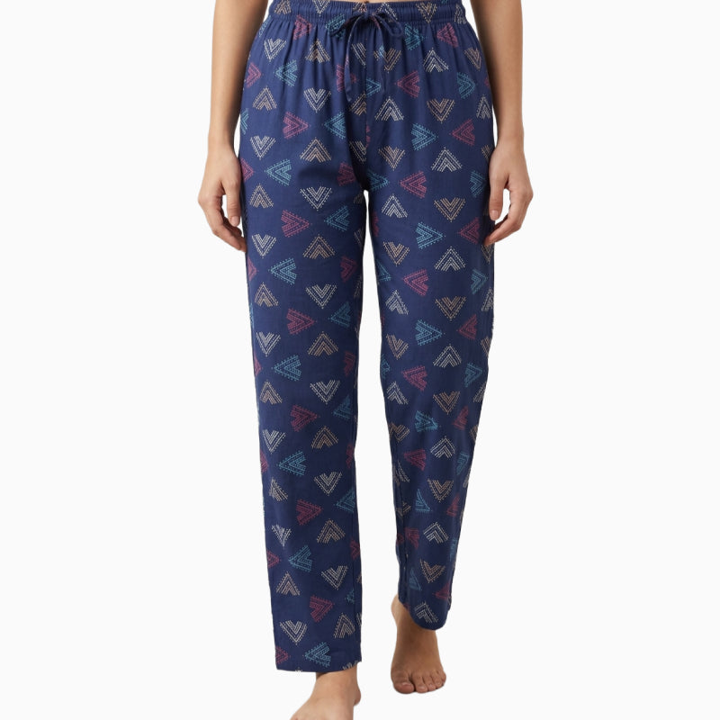 Women Pyjama Pant | Ink blue with triangle print | CL02