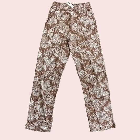 Women Pyjama Pant | Leaf outlines in brown| WPYJAMA