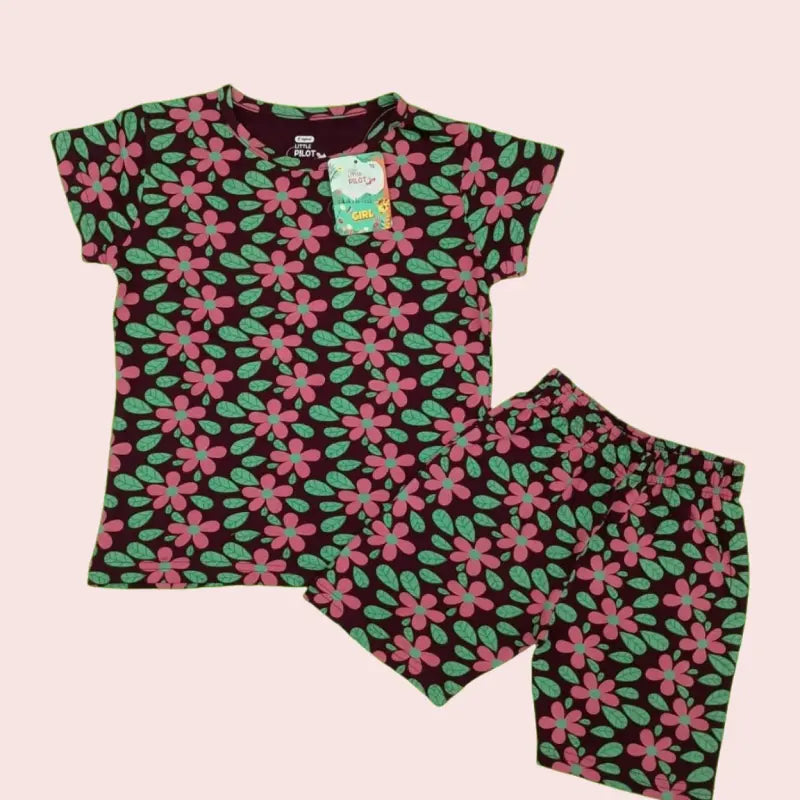 Girls Shorts Set | Flowers print