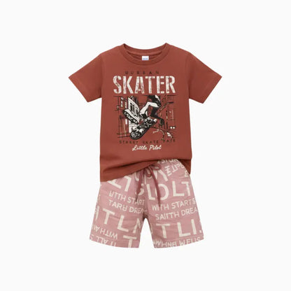 T-shirt with Shorts sets| BSET | Skater print