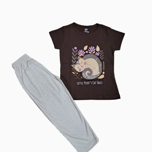 Girls Pant Set | Cat print