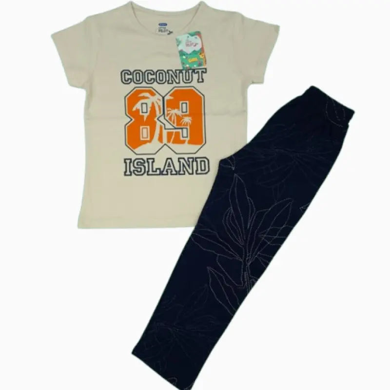 Girls Pant Set | Coconut 98 print