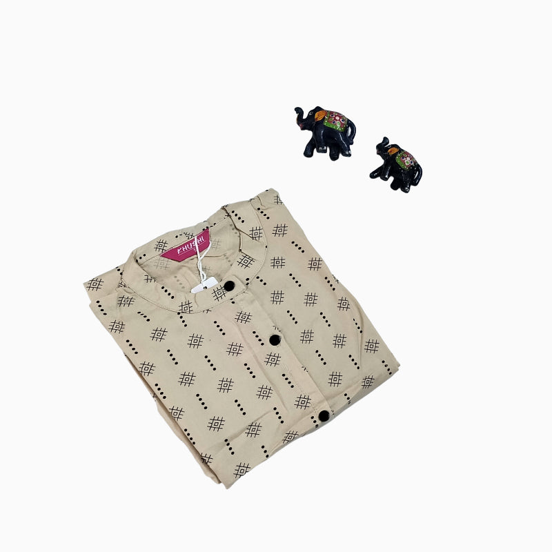 Women Kurti | Cream with dots print  Only kurti
