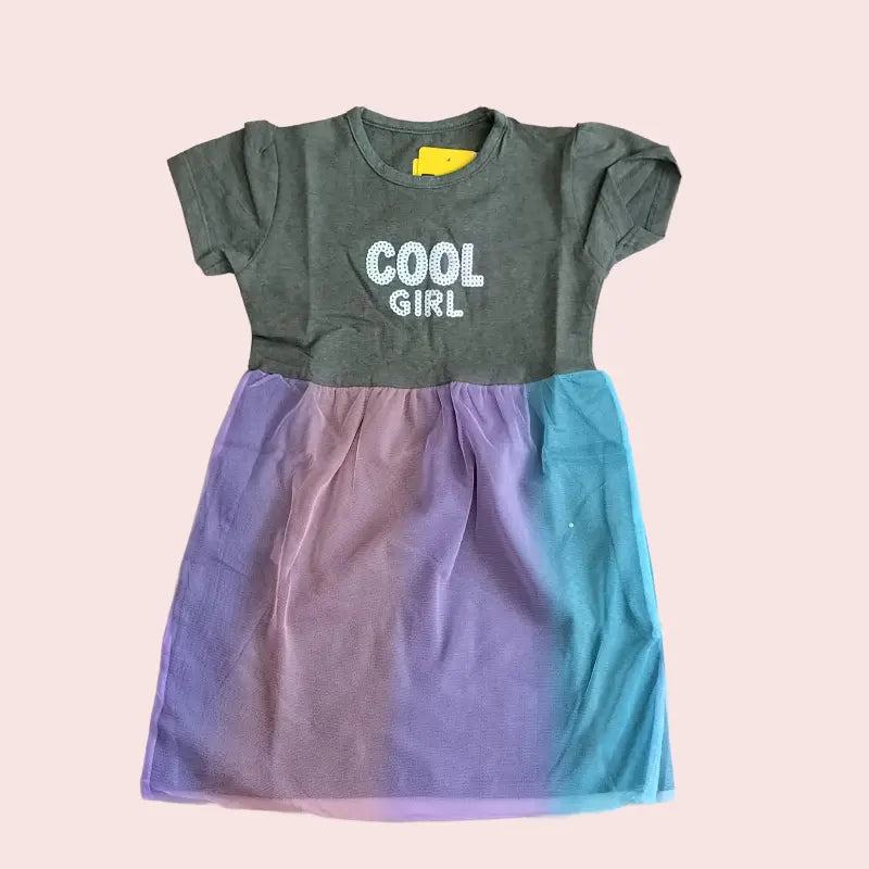 Girls Frock with Net | Cool Girl print