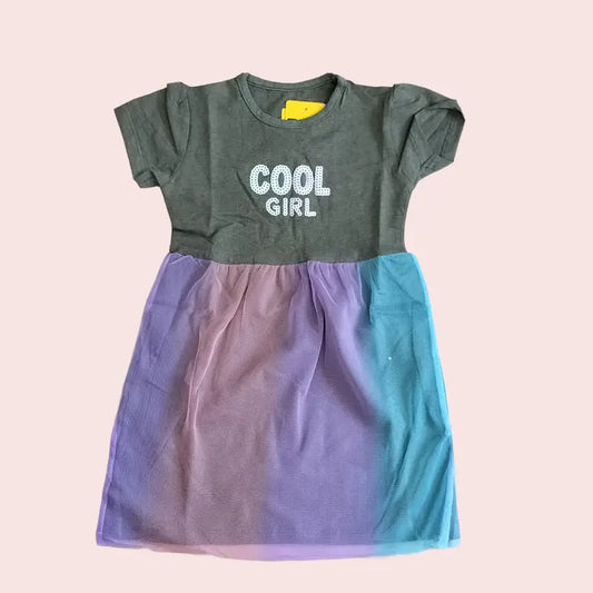 Girls Frock with Net | Cool Girl print