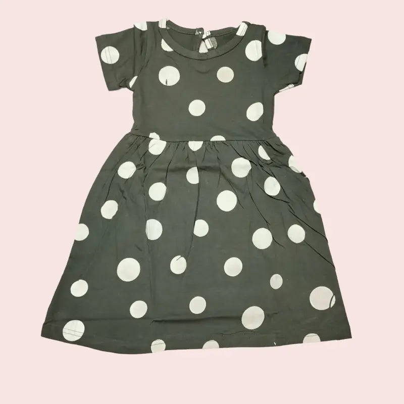 Cotton Frocks | White dot in Dark green