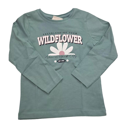 Girls Premium Full sleeve T-shirt | Wildflower in green
