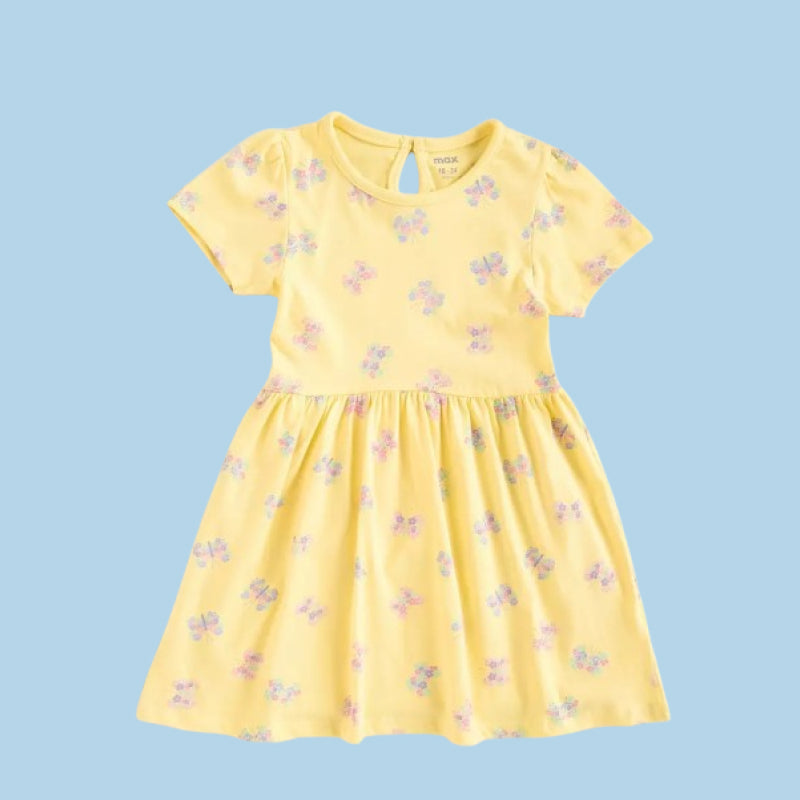 Baby Frock |  Girl baby frock | Flower bunch in yellow