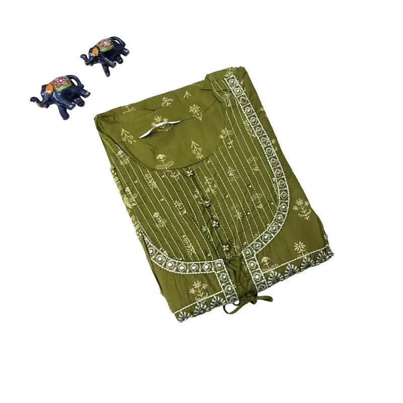 Women Anarkali | Green with tassels near yoke