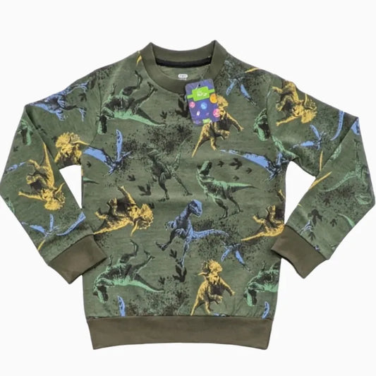 Kids Sweatshirt| Green Dino