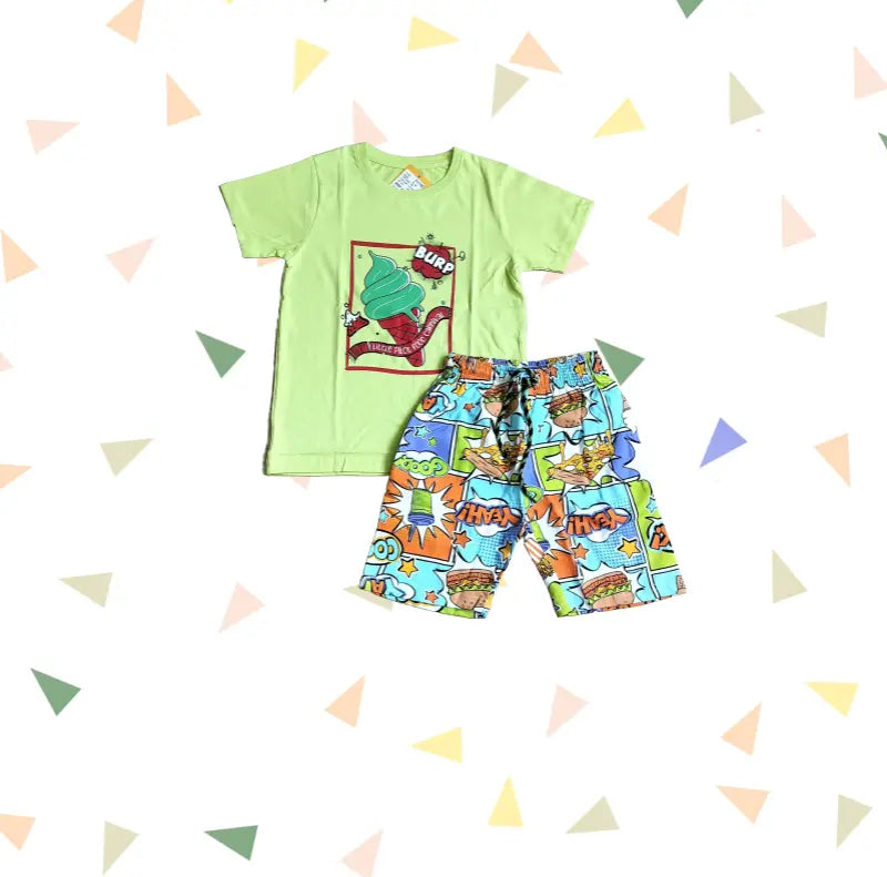 T-shirt with Shorts sets| BSET | Burp print