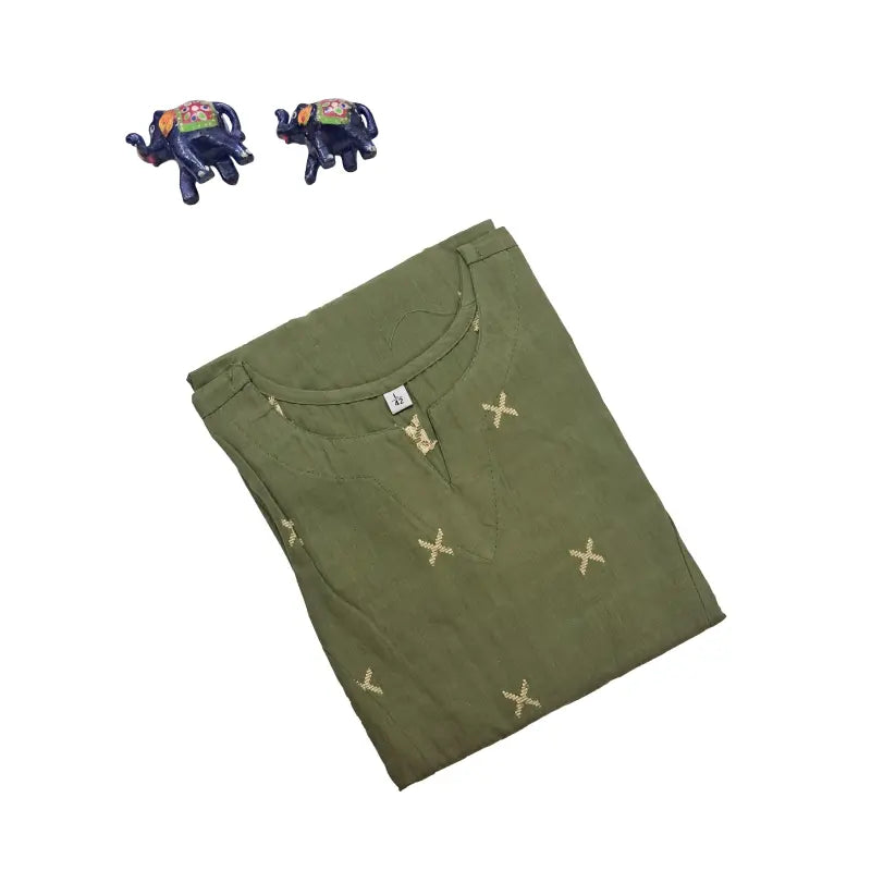 Women Kurti | Princess cut light seaweed green handloom cotton | only kurti