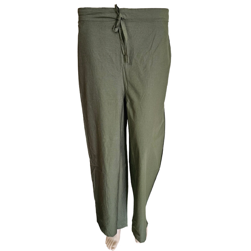 Women's Plain Poplin Palazzo Pants | Green color