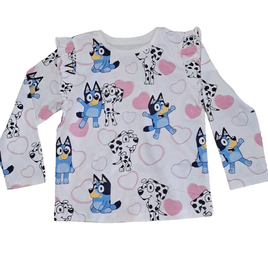 Girls Premium Full sleeve T-shirt | Bluey with pink heart