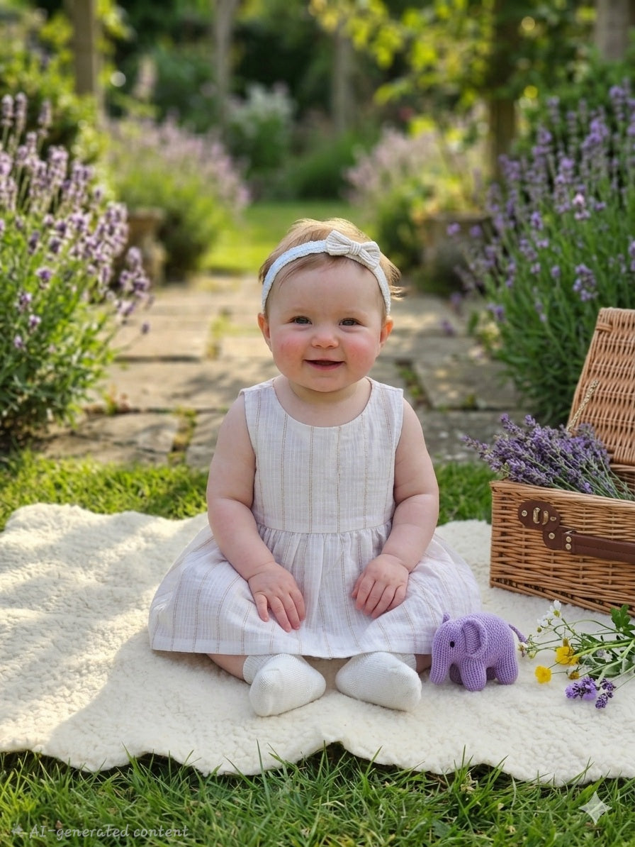Girls Frocks | White with zari stripes