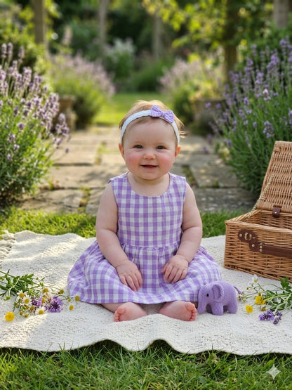 Girls Frocks | Purple with white checks