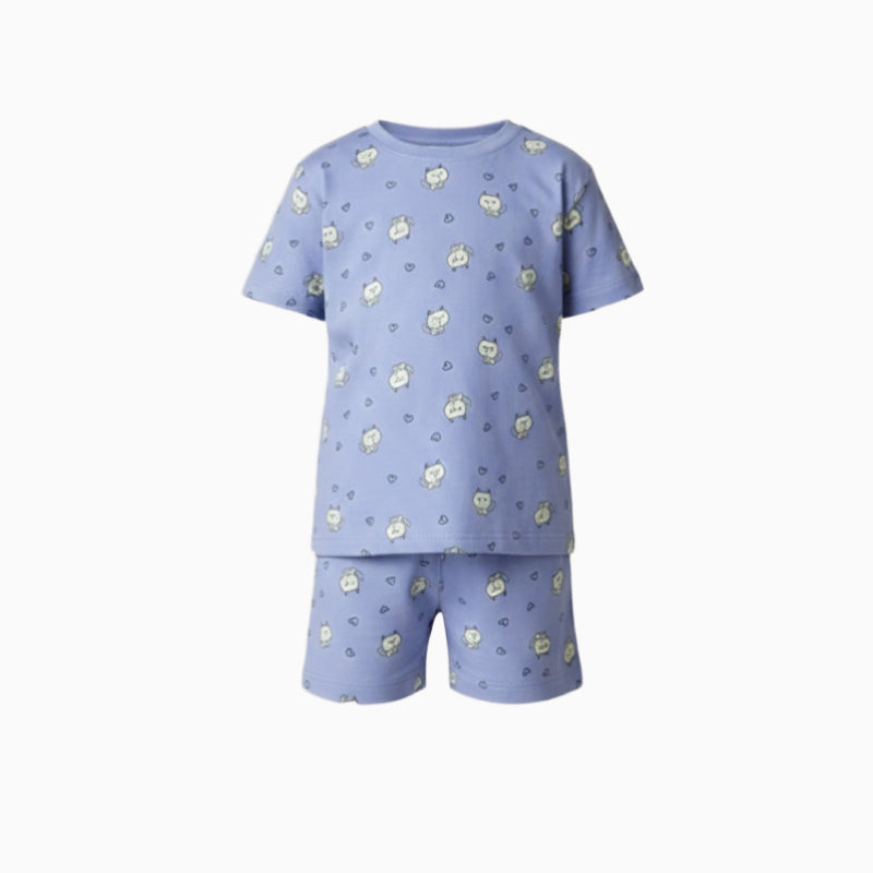 Girls Premium Shorts Set | Kitten with heart print