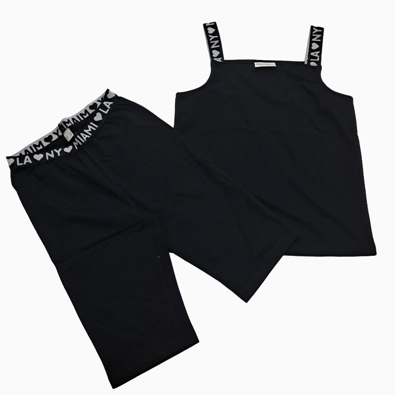 Girls Premium Sleeveless Shorts Set | Black set