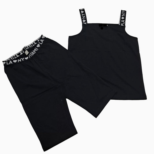 Girls Premium Sleeveless Shorts Set | Black set