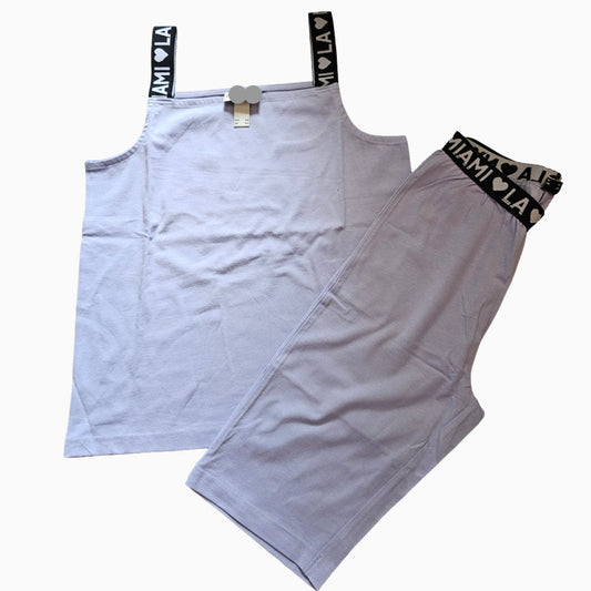 Girls Premium Sleeveless Shorts Set | Light Purple | Slim Fit