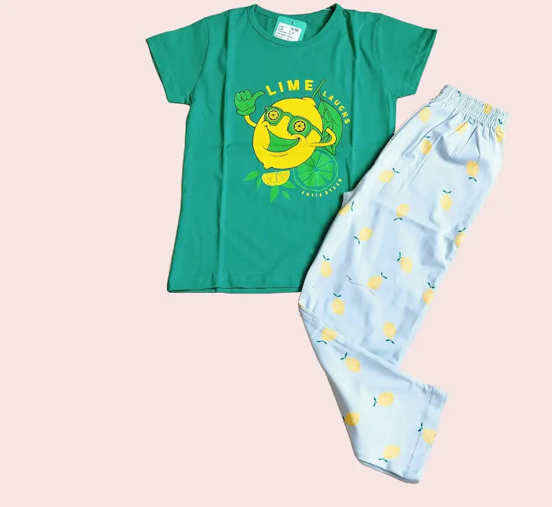 Girls Pant Set | Lime print