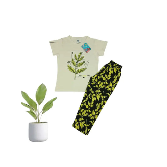 Girls Pant Set | Leaf print