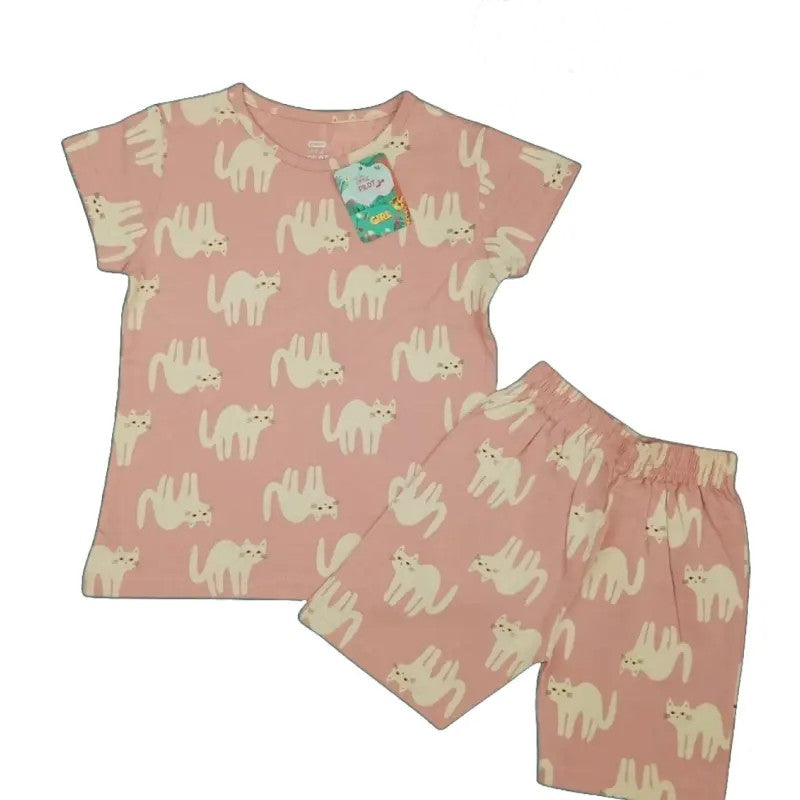 Girls Shorts Set | Cat print