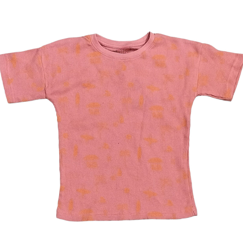 Girls Premium T-shirt | Orange woven top with kiddy prints