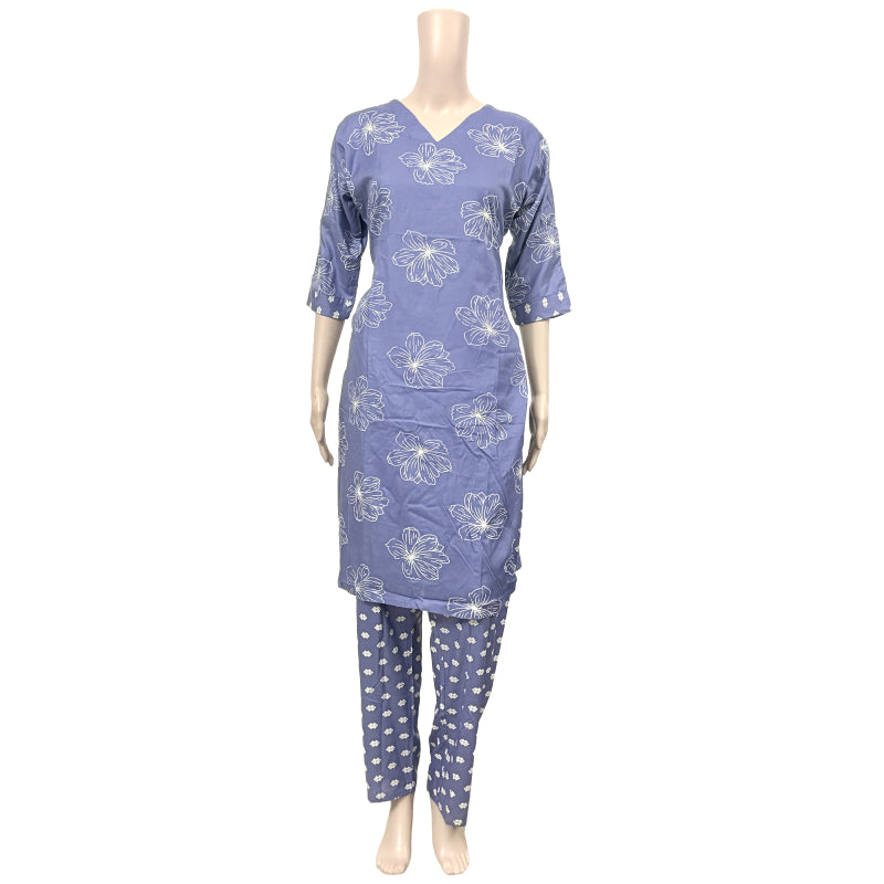 Women’s Liva Rayon Kurti & Pant Set | Daily Wear | Lavender floral top with pant