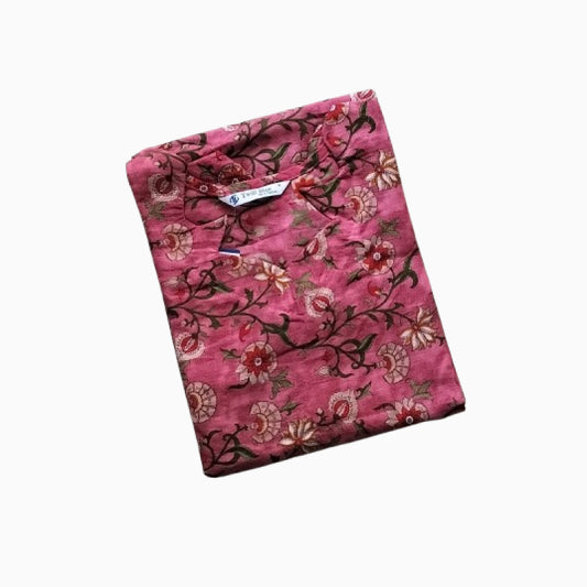 Women Kurti | Straight cut | Light pink with bunch of flowers