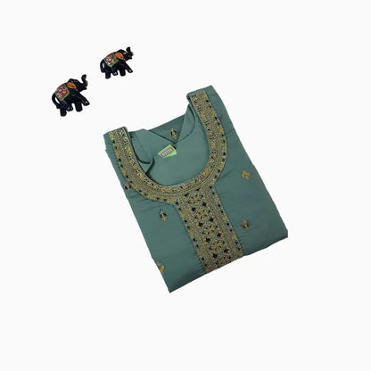 Women Kurti | Straight cut | Light Pista green mixed silk with embroidery | only kurti