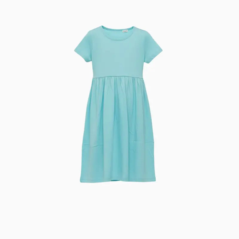 Cotton Frocks  | Sky blue with sliver mini dots print