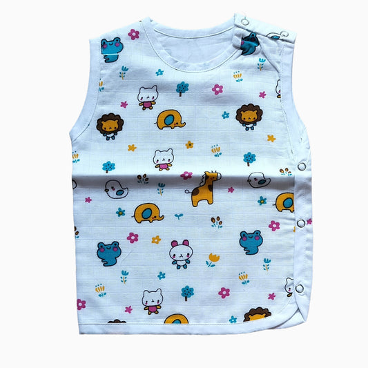 Premium Muslin Side-Snap Book Jabla | Lion and hello kitty print