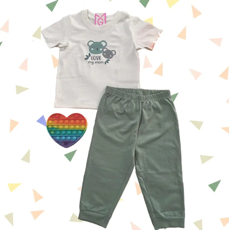 Baby Pant Set | Love my mom with green pant