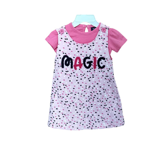 Girls hosiery Cotton Dungaree | Magic | Baby pink