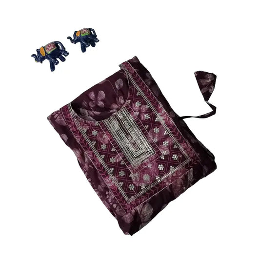 Women Anarkali | Pinkish beetroot color with thread/zari work in yoke