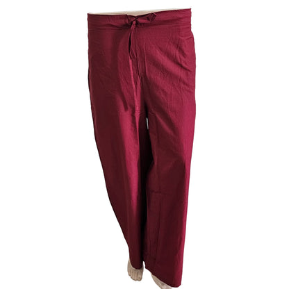 Women's Plain Poplin Palazzo Pants | Maroon color