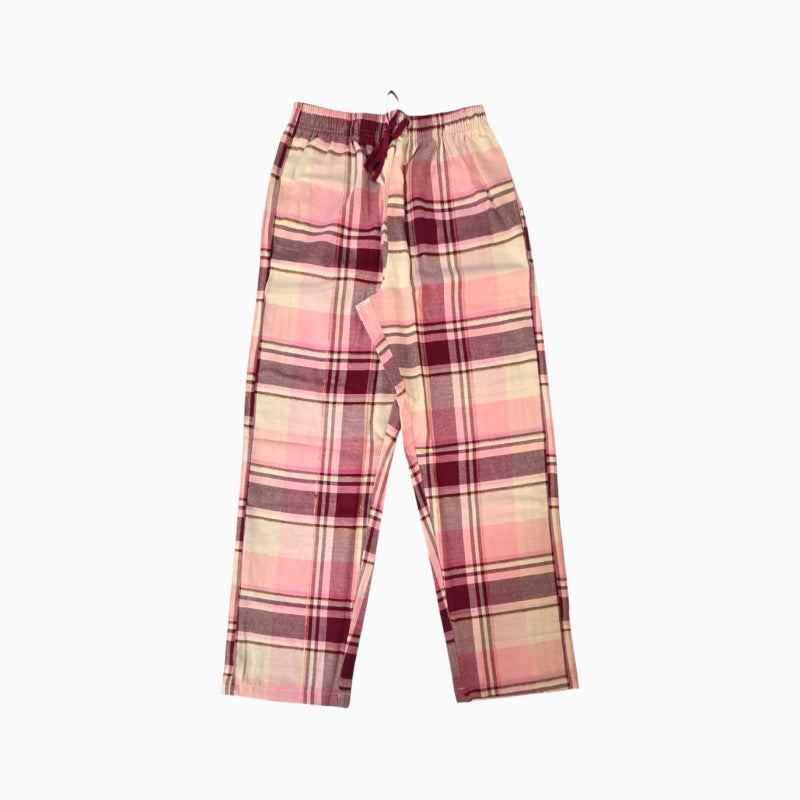 Women woven cotton Pyjama Pant | Maroon and skin color with big stripes