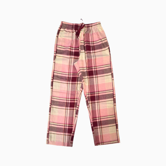 Women woven cotton Pyjama Pant | Maroon and skin color with big stripes