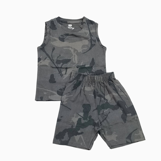Sleeveless T-shirt with shorts | Co-ord Sets| SLSET | Military green set
