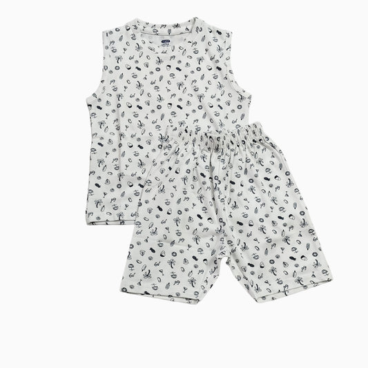 Sleeveless T-shirt with shorts | Co-ord Sets| SLSET | Miniature things print